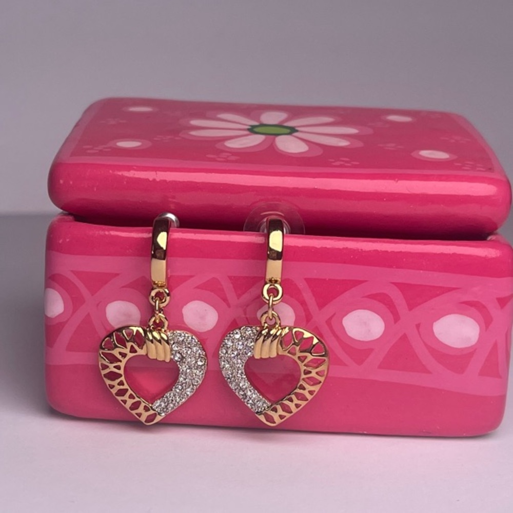 Gold and Silver Heart‎ Earrings waterproof.